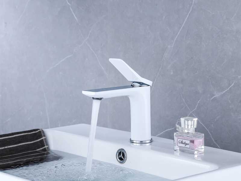 Pure White Basin Mixer Faucet 