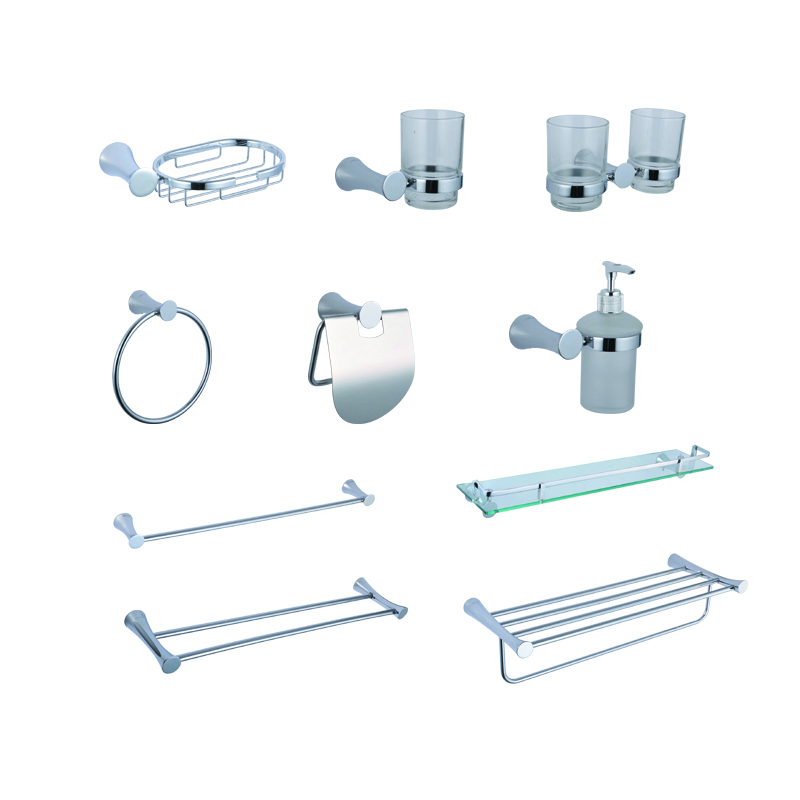 Wall-mounted bathroom accessory set