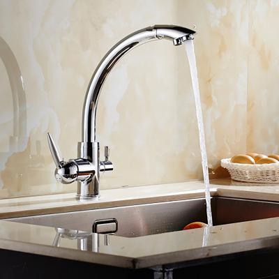 Double Handle Kitchen Faucet with Water Filter